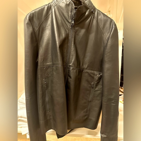 Rare calf Leather biker jacket black - Picture 1 of 6